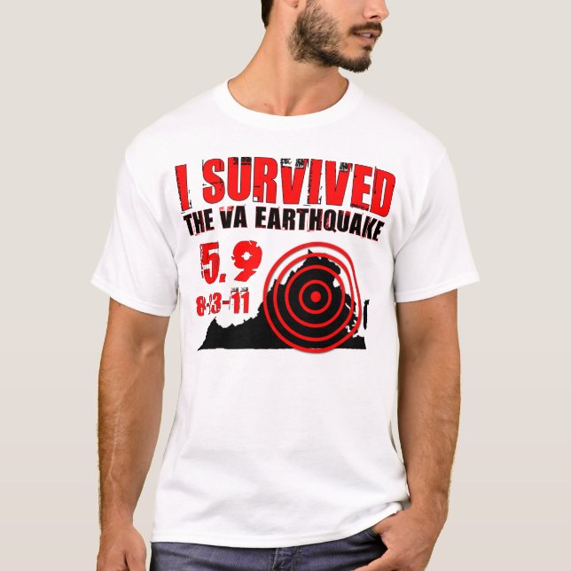 Camiseta Eu sobrevivi ao terremoto de Virgínia (Frente)