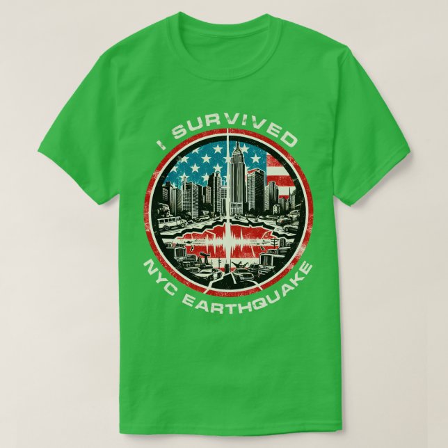 Camiseta Eu Sobrevivi Ao Terremoto NYC 2024 (Frente do Design)