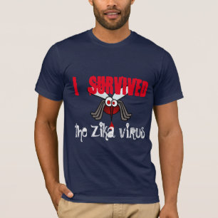 Camiseta "Eu sobrevivi ao vírus de Zika" com mosquito