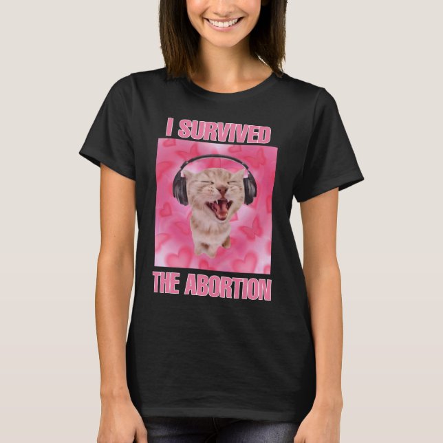 Camiseta Eu sobrevivi às mulheres do meme dos gatos (Frente)