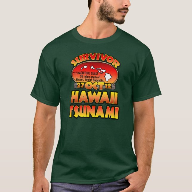 Camiseta Eu sobrevivi Havaí tsunami ao 27 de outubro de (Frente)