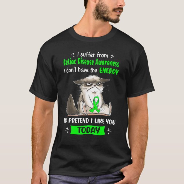 Camiseta Eu Sofro de Gato de Conscientização da Doença Celí (Frente)
