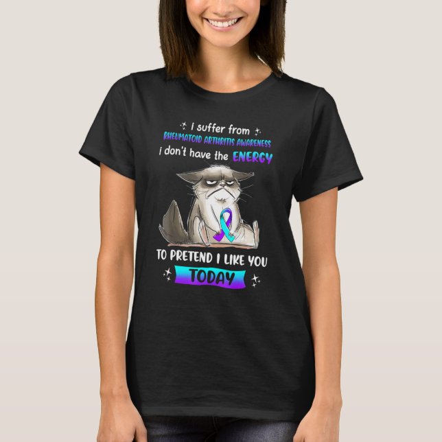 Camiseta Eu Sofro De Um Gato De Consciência Da Artrite Reum (Frente)