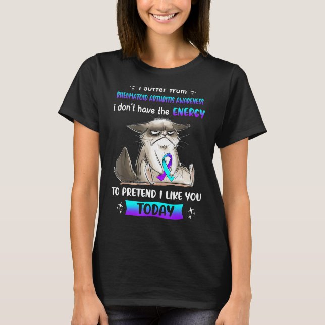Camiseta Eu Sofro De Um Gato De Consciência Da Artrite Reum (Frente)