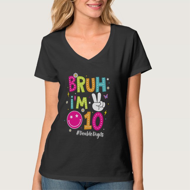 Camiseta Eu sou 10 Groovy 10th Birthday Girls Boys 10 Yea (Frente)