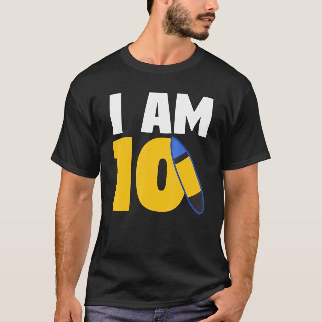 Camiseta Eu Sou 10 surfboard Décimo Aniversário Surfboard (Frente)