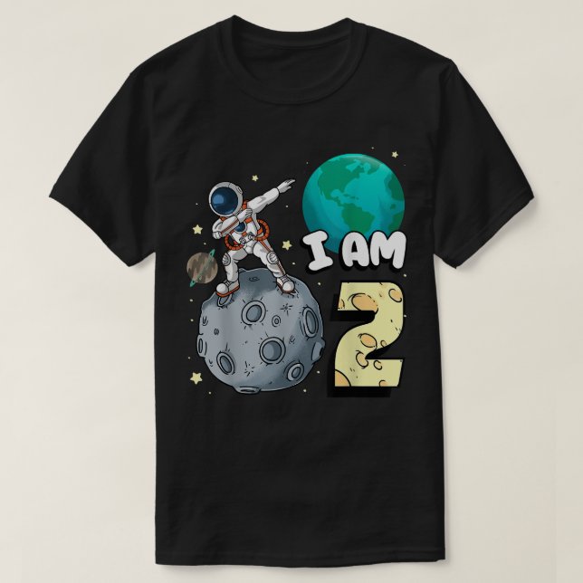Camiseta Eu sou 2 astronauta espacial Kid Moon Walker segun (Frente do Design)