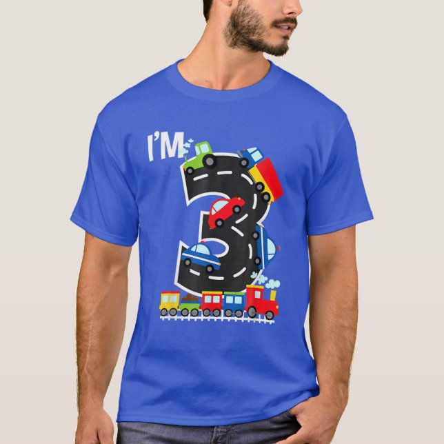 Camiseta Eu sou 3 Aniversário Garoto 3º aniversário Treinad (Frente)