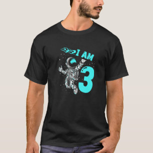 Camiseta Eu sou 3 Astronauta Planeta Espacial Feliz Anivers