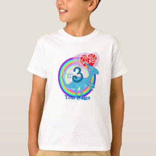 Camiseta Eu sou 3 - t-shirt azul do nome do dinossauro do