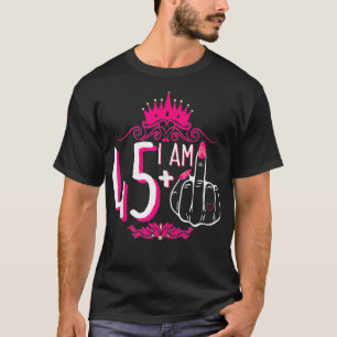 Camiseta Eu sou 45 mais 1 mulher cor-de-rosa de dedo médio 