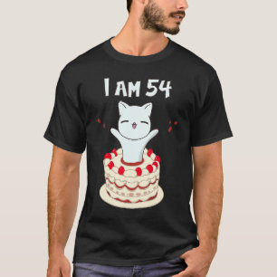 Camiseta Eu sou 54 gatinho bonitinho com bolo de aniversári