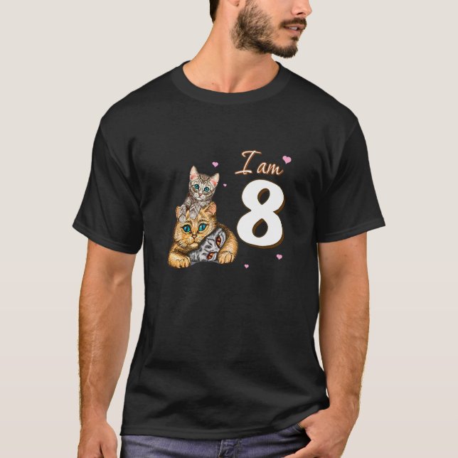 Camiseta Eu Sou 8 Gatos Para O 8º Aniversário Fan (Frente)