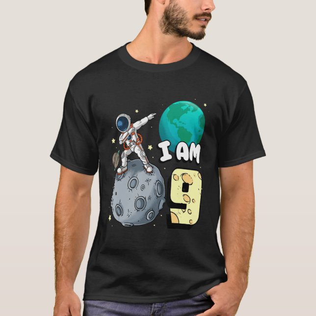 Camiseta Eu sou 9 astronauta espacial Kid Moon Walker 9º an (Frente)
