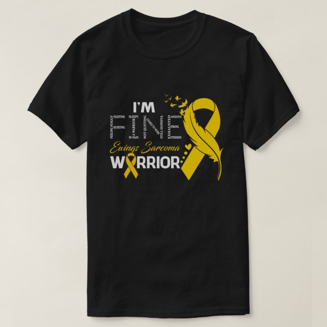 Camiseta Eu sou a Bela Ewing Sarcoma Warrior Awarness Feath (Frente do Design)