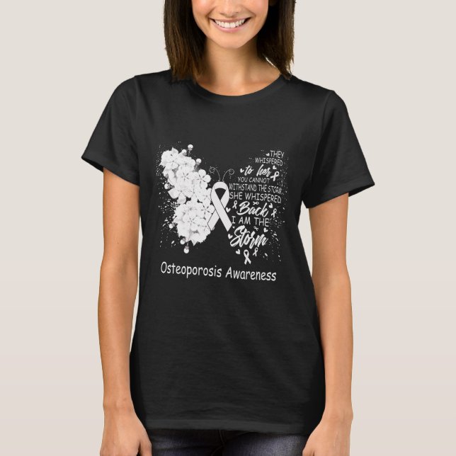 Camiseta Eu Sou A Borboleta Da Consciência Da Osteoporose (Frente)