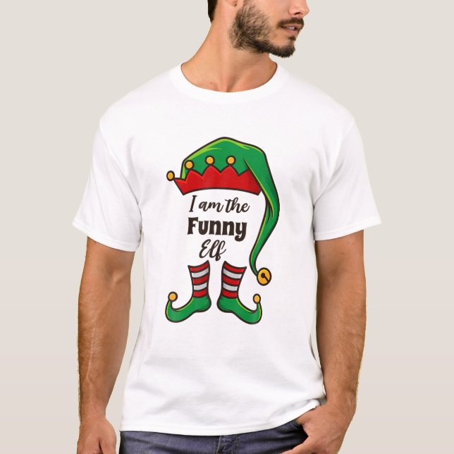 Camiseta Eu sou a Engraçada Elf Xmas a combinar com a famíl (Frente)