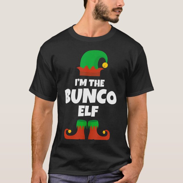 Camiseta Eu Sou A Família Bunco Elf Pajama Natal Engraçado (Frente)