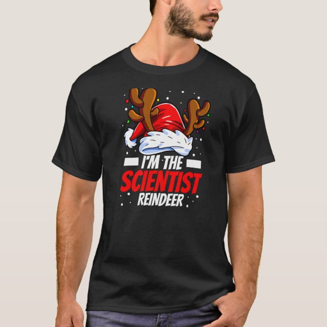 Camiseta Eu sou a família cientista das renas combinando co (Frente)