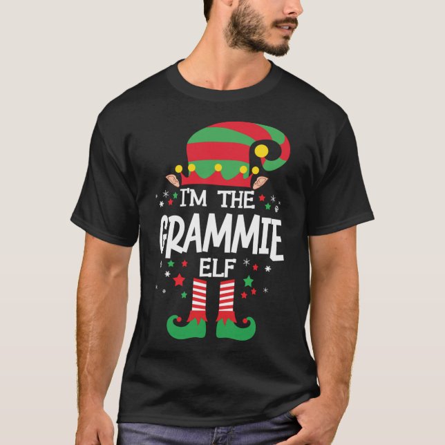 Camiseta Eu sou a Família Grammie Elf a combinar o Natal Pa (Frente)