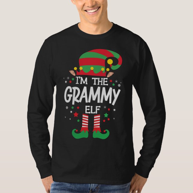 Camiseta Eu sou a Família Grammie Elf a combinar o Natal Pa (Frente)