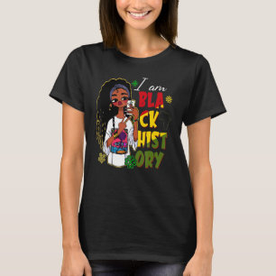 Camiseta Eu Sou a História Negra Afro Menina Americana Afri