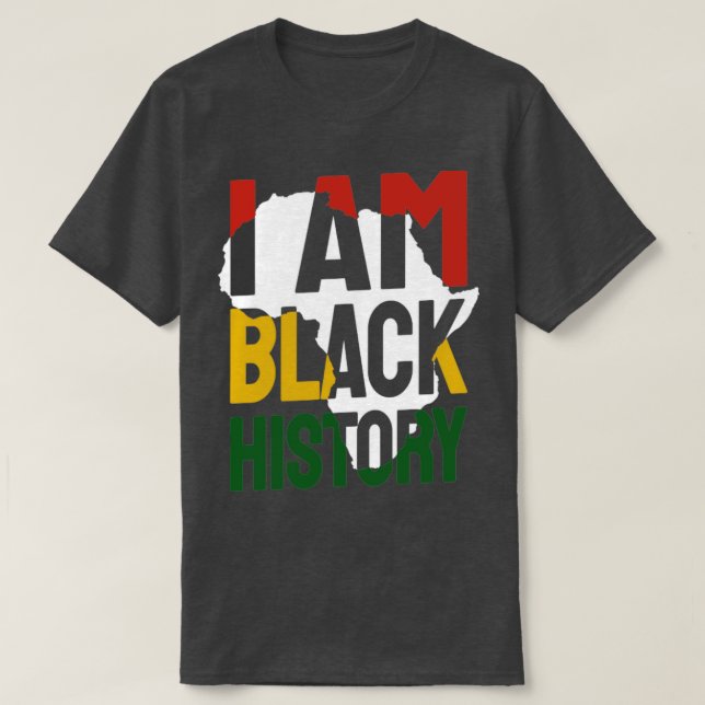 Camiseta Eu sou a História Negra História Negra Mês (Frente do Design)