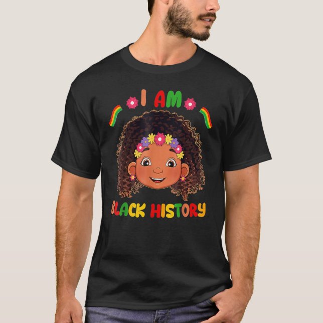Camiseta Eu sou a História Negra Mês Crianças Meninas Rainh (Frente)