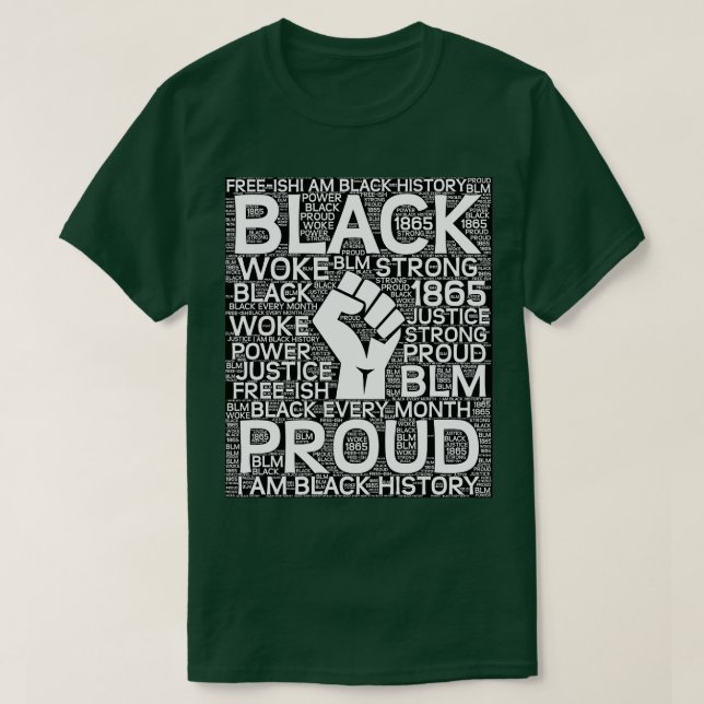 Camiseta Eu sou a História Negra Mês de Poder Negra (Frente do Design)