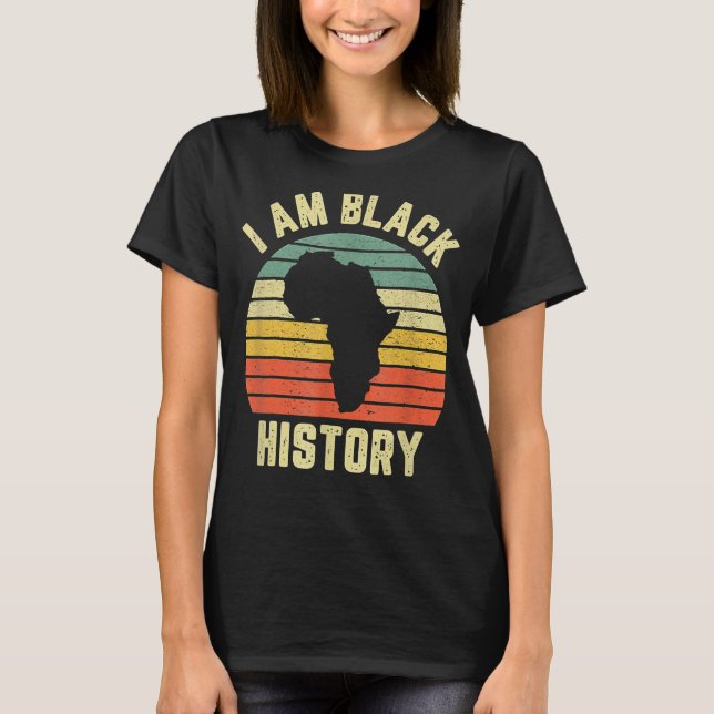 Camiseta Eu sou a História Negra Mês do Orgulho Africano Bo (Frente)