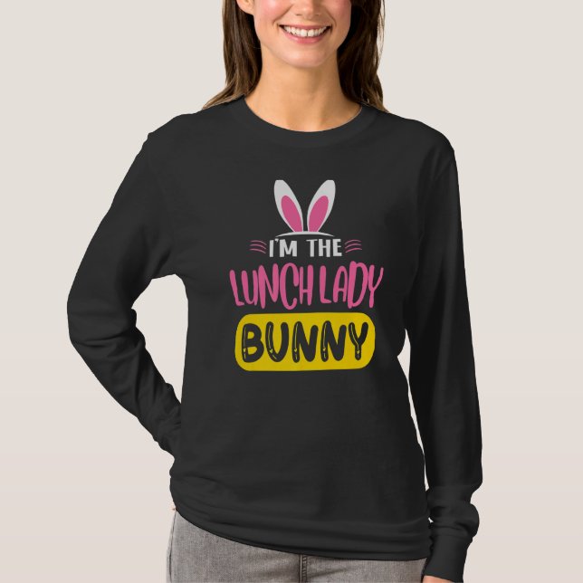 Camiseta Eu sou a moça do almoço, senhora coelho ouve óculo (Frente)