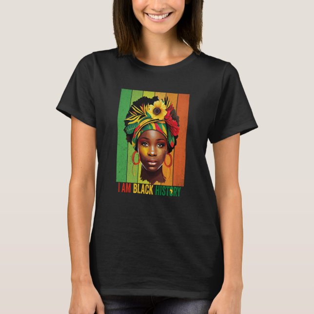 Camiseta Eu sou a negra, mulheres, meninas, rainha negra mê (Frente)