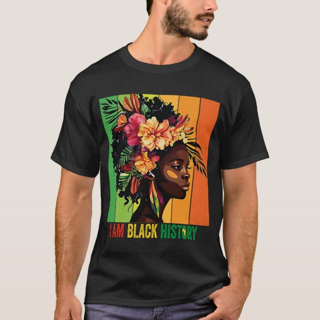 Camiseta Eu sou a negra, mulheres, meninas, rainha negra mê (Frente)