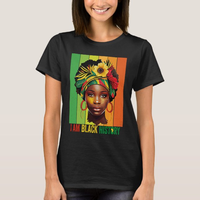 Camiseta Eu sou a negra, mulheres, meninas, rainha negra mê (Frente)
