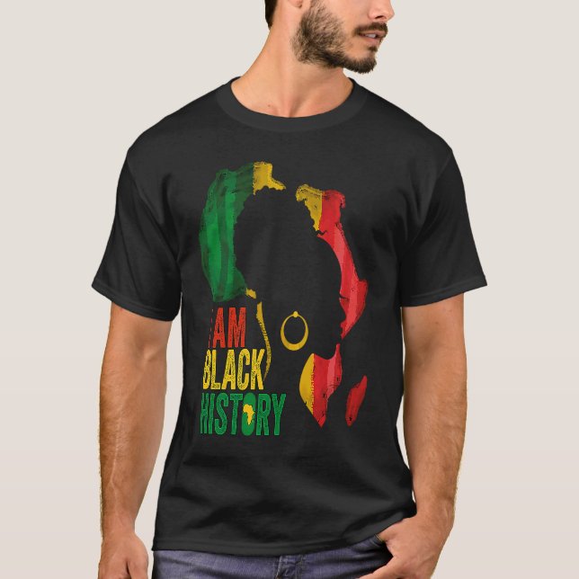 Camiseta Eu sou a negra, mulheres, meninas, rainha negra mê (Frente)