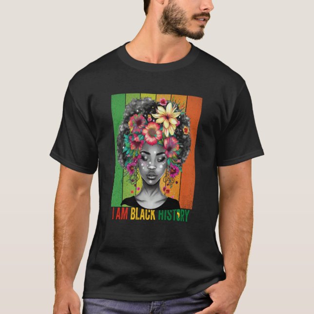 Camiseta Eu sou a negra, mulheres, meninas, rainha negra mê (Frente)