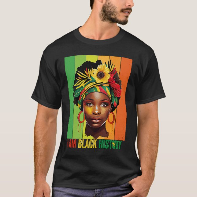 Camiseta Eu sou a negra, mulheres, meninas, rainha negra mê (Frente)