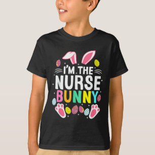 Camiseta Eu Sou a Nurse Bunny Dia Feliz de Páscoa Fofo _1