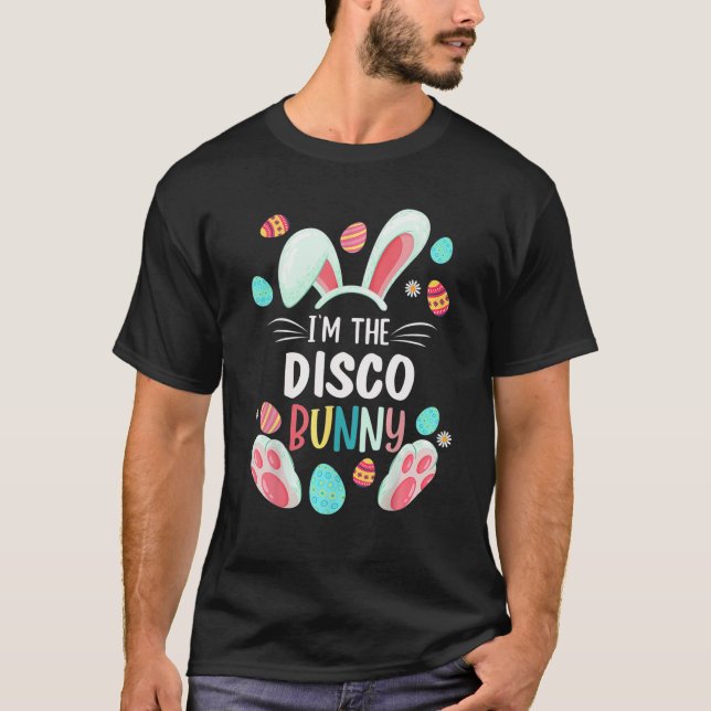 Camiseta Eu sou a Páscoa da Família Coelhinha do Disco (Frente)