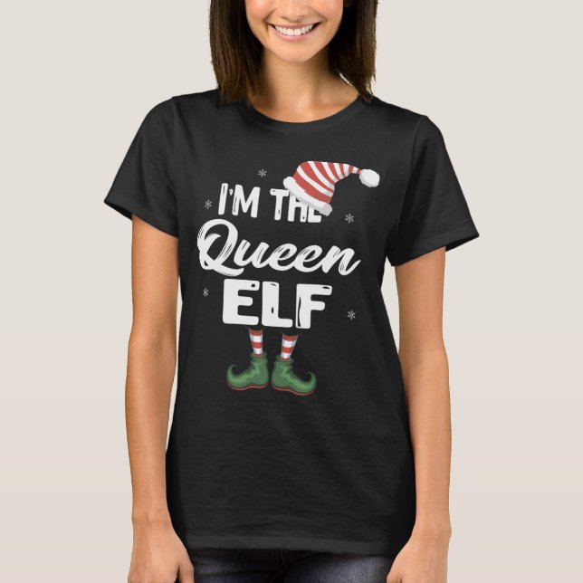 Camiseta Eu sou a Rainha Elfo de Natal Eve Xmas Elf Squad C (Frente)