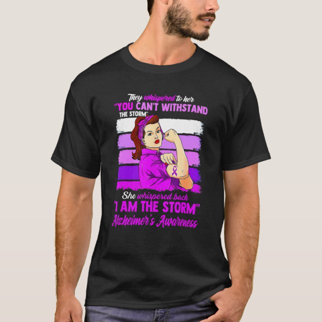 Camiseta Eu sou a tempestade Alzheimer e mulheres guerreiro (Frente)