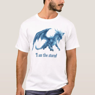 Camiseta Eu Sou a Tempestade Majestoso Dragão de Gelo Azul