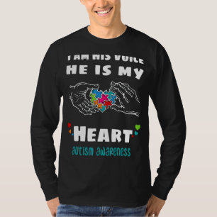 Camiseta Eu Sou A Voz Dele Ele É Meu Coração Autismo Pais M