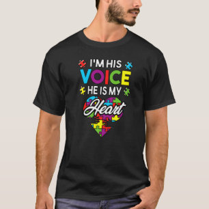 Camiseta Eu Sou a Voz Dele Ele é Meu Coração Divertido Mãe