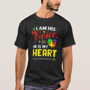 Camiseta Eu Sou A Voz Dele Ele É O Meu Autismo Coração Cons