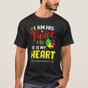 Camiseta Eu Sou A Voz Dele Ele É O Meu Autismo Coração Cons