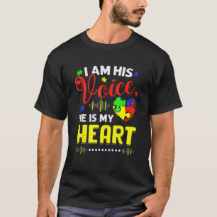 Camiseta Eu Sou A Voz Dele Ele É O Meu Autismo Coração Cons