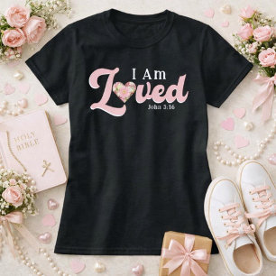 Camiseta Eu Sou Amado João 3:16 Floral Coração Vale do Amor