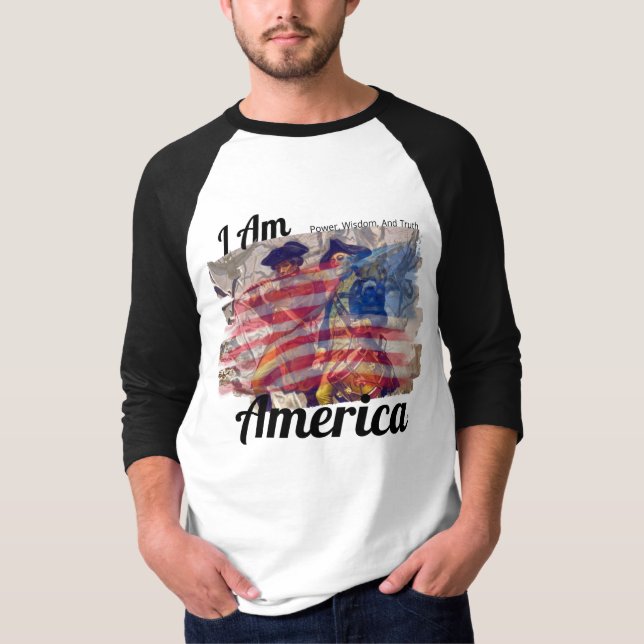 Camiseta EU SOU AMÉRICA, Poder, Sabedoria e Verdade (Frente)