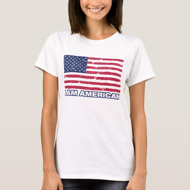Camiseta Eu sou americano - T das senhoras (Frente)